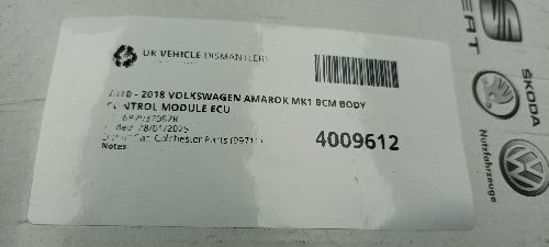 2010 - 2018 VOLKSWAGEN AMAROK MK1 BCM BODY CONTROL MODULE ECU